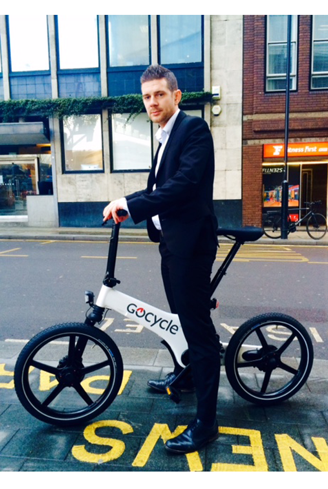 Nick Francis Motoring editor of The Sun on his Gocycle.